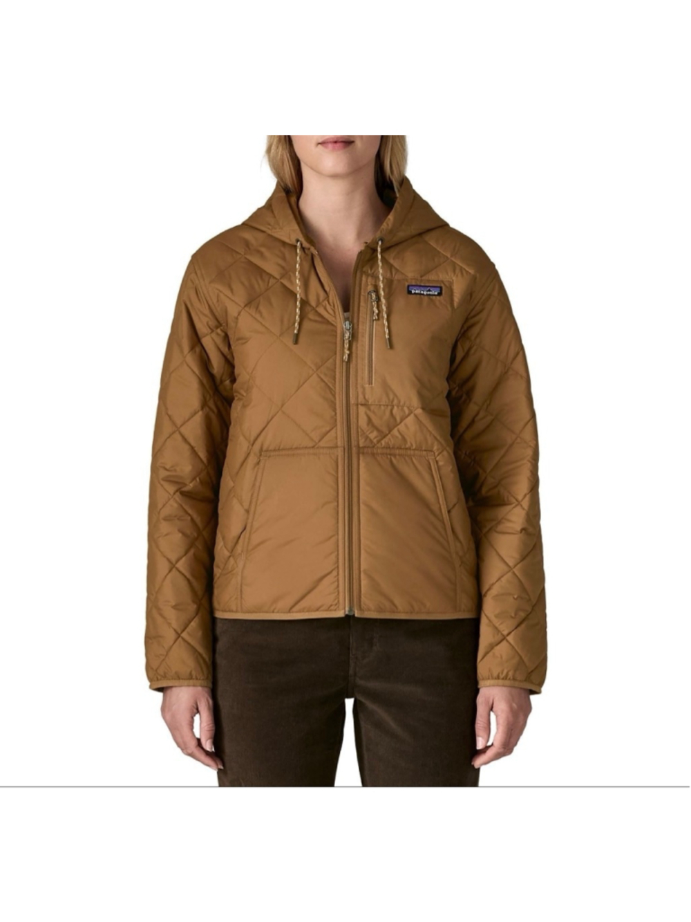 Patagonia Diamond Quilted Bomber Hoody Women XS Deer Brown Insulated NWT - Picture 3 of 5